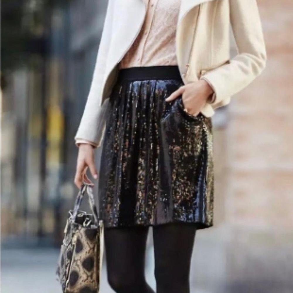 Ann Taylor Black Sequin Miniskirt - NWT